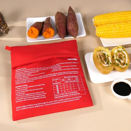 Vista 7 de Bolsa para microondas de patatas MyLifeUNIT, bolsa de horneado de patatas al microondas, roja