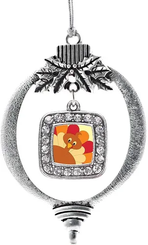 Vista 12 de Inspired Silver - Adorno con dije de reina de rodillo - Adornos navideños cuadrados de plata con joyas de circonita cúbica