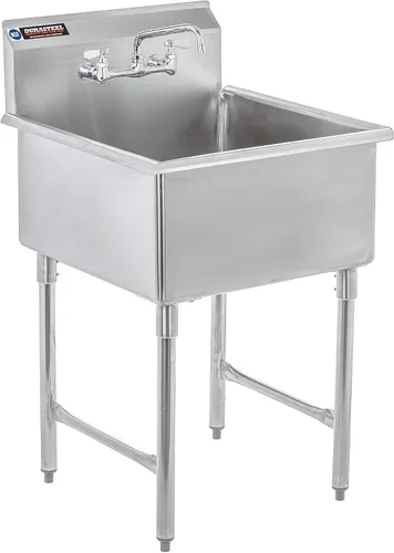 Vista 8 de DuraSteel Fregadero utilitario comercial de acero inoxidable 304 – Fregadero de cocina de preparación independiente con tina de 15 pulgadas
