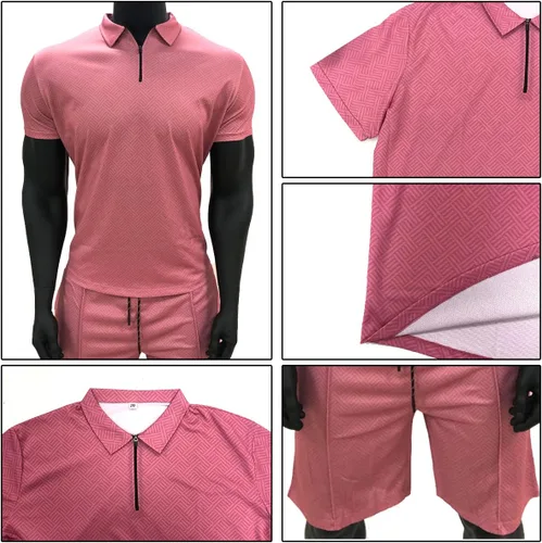 Vista 5 de Conjunto corto para hombre, conjunto de 2 piezas, conjunto deportivo de verano de manga corta, polo y pantalones cortos, traje deportivo casual