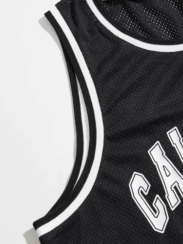 Vista 3 de SOLY HUX Camiseta sin mangas con estampado de letras de malla de California para hombre