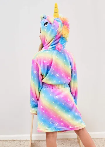 Vista 2 de Bata suave con capucha de unicornio con diadema y vendas para niñas