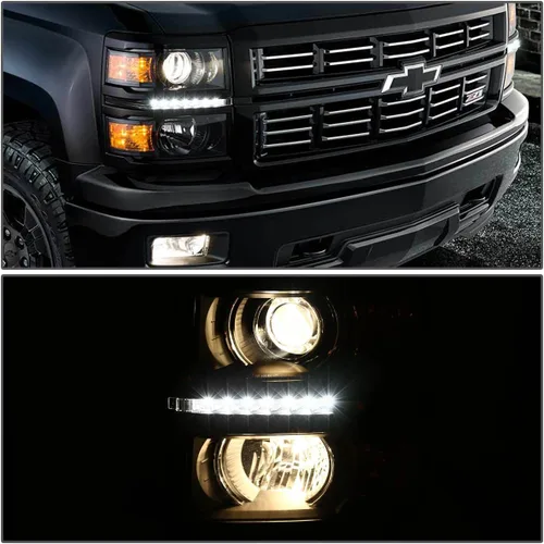 Vista 3 de DNA MOTORING HL-HPL-CSIL14-BK-AM Conjunto de faros delanteros, lado del conductor y del pasajero HPL-BKAM