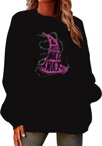 Vista 3 de Bowiln Womens Halloween Sweatshirts Cute Pumpkin Pullover Tops Spooky Season Fall Shirts Long Sleeve Crewneck Oversized Tee