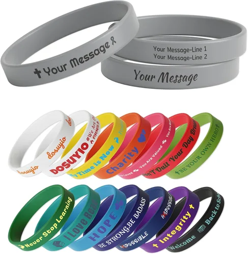 Vista 17 de Custom Rubber Bracelets – 0.5” Wide Personalized Silicone Wristbands for Parties, Awareness, Events & Celebrations