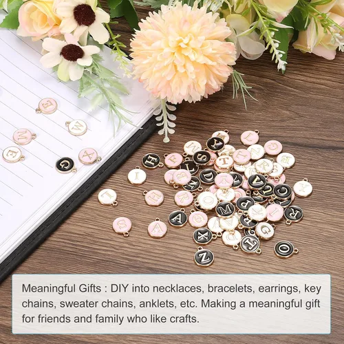 Vista 5 de MECCANIXITY Dije de Letras del Alfabeto de Doble Cara, para Hacer Collar, Pulsera, Pendientes, Joyería