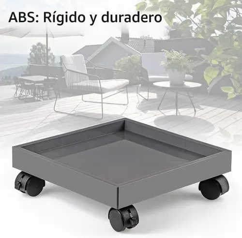 Vista 4 de Skelang Plataforma cuadrada con ruedas para plantas, bandejas de plástico ABS, resistente, capacidad de carga de 110 libras