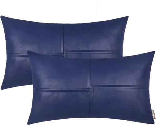Vista 27 de BRAWARM Fundas de almohada de cuero sintético de 16 x 16 pulgadas, paquete de 2 fundas de almohada de cuero rojo profundo, fundas de almohada