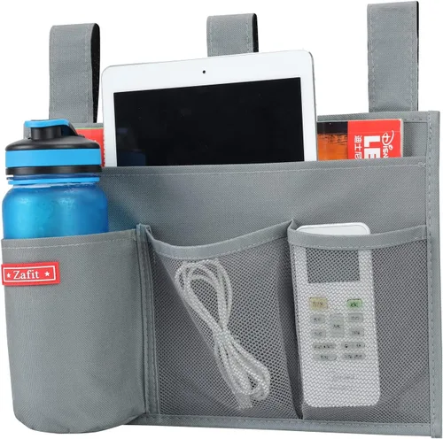 Vista 12 de Zafit Organizador colgante para mesita de noche, organizador de almacenamiento para revistas, teléfono, control remoto (4 bolsillos, negro)