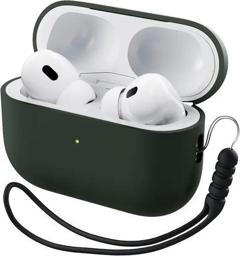 Vista 12 de ORNARTO Funda compatible con AirPods Pro 2 2022, silicona híbrida protectora completa para AirPods Pro de 2ª generación, cubierta frontal LED