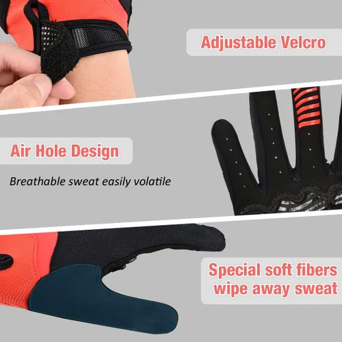 Vista 4 de Guantes de ciclismo para hombres y mujeres, guantes de ciclismo para carreras de carretera MTB DH al aire libre, dedos completos, guantes