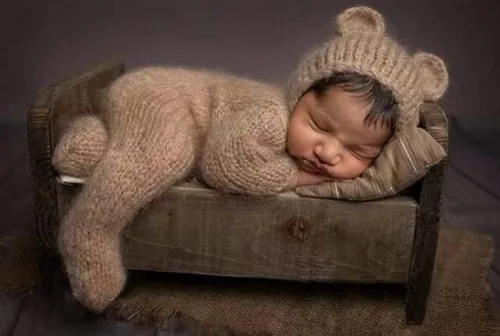 Vista 4 de Moda recién nacido niños niñas bebé sesión de fotos accesorios trajes ganchillo ropa mohair sombrero pantalones fotografía accesorios disfraz
