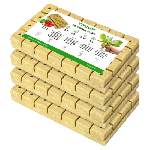 Vista 8 de VIVOSUN Cubos de Lana de Roca de 1.6", 28 Tapones Cubos Iniciadores de Cultivo de Lana de Piedra para Esquejes, Clonación, Propagación de Plantas