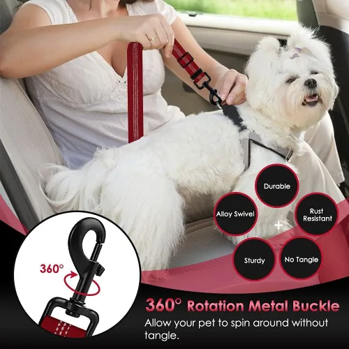 Vista 16 de SlowTon Cinturón de seguridad para perro, correa de cinturón de seguridad ajustable para perro, 2 en 1, cinturón de seguridad para perro