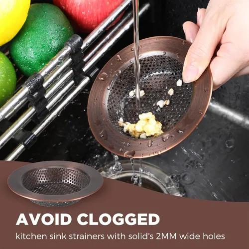 Vista 7 de Mudder 3 piezas de colador y tapón de drenaje para fregadero de cocina, tapón de eliminación de basura de acero inoxidable con asa, filtro universal