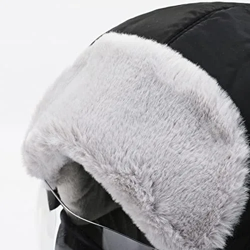 Vista 2 de JXGSGOGO Gorro de invierno cálido con máscara Ushanka, Negro, L