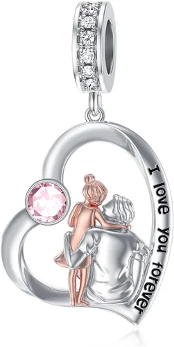 Vista 175 de PROESS Dije para padre, madre e hija, pulsera de plata de ley para pulseras, regalos de cumpleaños, día de San Valentín, para hija, madre, amante