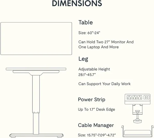 Vista 16 de FLEXISPOT EN2 Escritorio de pie de una pieza completa con regleta de alimentación de abrazadera, escritorio eléctrico de altura ajustable de 40 x 24