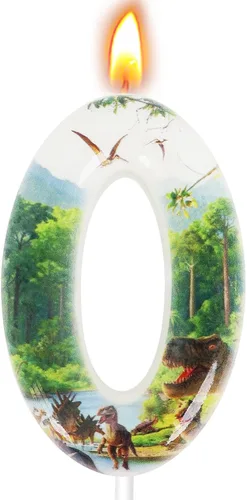 Vista 8 de Velas de cumpleaños de dinosaurios, suministros de decoración de fiesta de dinosaurios, velas de número de cumpleaños para decoración de pastel