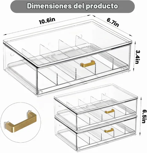 Vista 2 de LALOBLUE Estuche para Anteojos con Cajón – Organizador de Gafas de Sol de Acrílico, Soporte Extraíble para Múltiples Anteojos, Anteojos de Lectura
