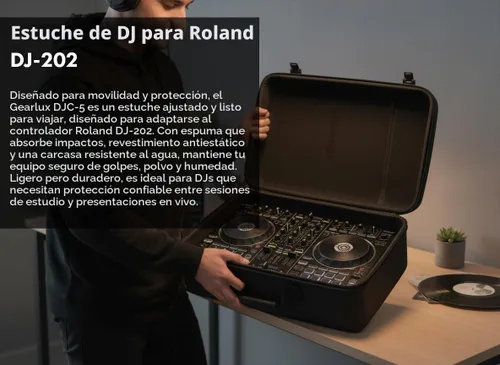 Vista 4 de Roland DJ-202 Paquete de controlador DJ con funda, auriculares y paño de pulido de Austin Bazaar