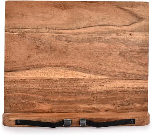 Vista 2 de NIRMAN Soporte de madera de acacia para libros de lectura de ángulo ajustable para libros de texto, recibos, libros de música, tableta, para hogar