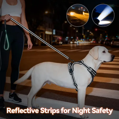 Vista 7 de PHOEPET Arneses para perros sin tirones para cachorros pequeños, chaleco reflectante ajustable con clip frontal con 2 ganchos de fijación de correa
