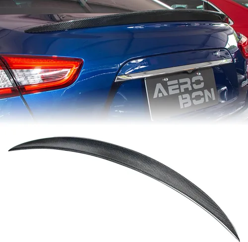 Vista 8 de Alerón de maletero de fibra de carbono real para Maserati Ghibli Sedan 2014-2024 Estilo AS (Aero Sharp), se adapta a todos los adornos Maserati