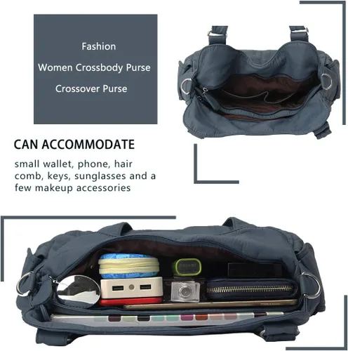 Vista 87 de Angel Barcelo - Bolsa de hombro amplia para mujer, diseño Hobo, cuero lavado