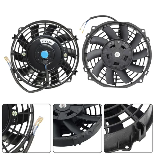 Vista 2 de Ventilador delgado de 7 pulgadas de empuje/tracción, ventilador eléctrico de enfriamiento para radiador universal de alto rendimiento, motor de 12V