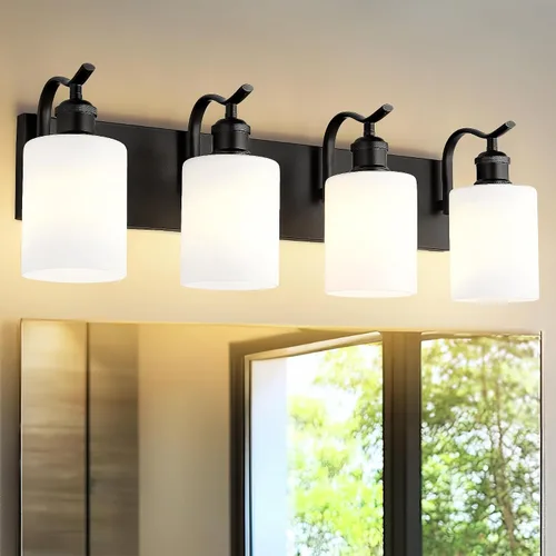 Vista 25 de Lámpara de tocador de baño de 3 luces, aplique de pared de níquel cepillado, lámpara de baño moderna con vidrio transparente, VL01BN-3 Níquel