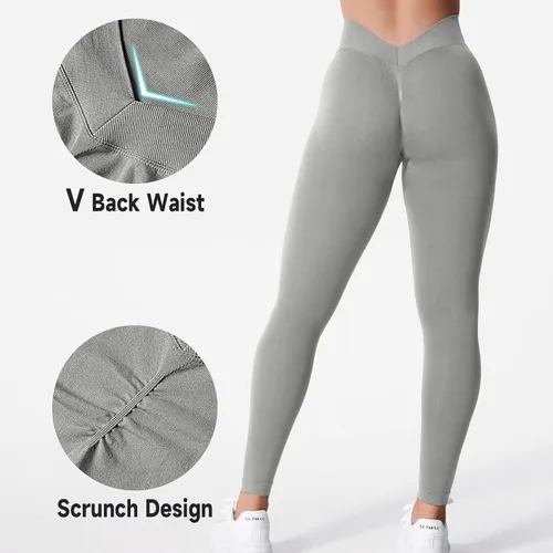 Vista 2 de YEOREO Liz - Leggings de entrenamiento para mujer, cintura alta, levantamiento de glúteos, espalda en V, sin costuras, para gimnasio, yoga