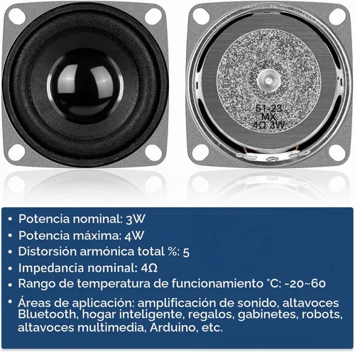 Vista 2 de MakerHawk 2 "4 ohmios 3W gama completa altavoz de audio estéreo Woofer altavoz para Arduino (4pcs)
