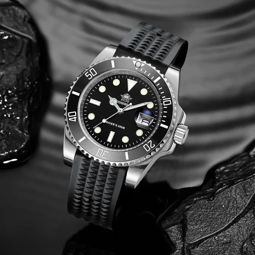 Vista 8 de ADDIESDIVE Quartz Dive Watch for Men Diver 200 M Steel Strap Luminous Multicolors Dial Black Blue Green