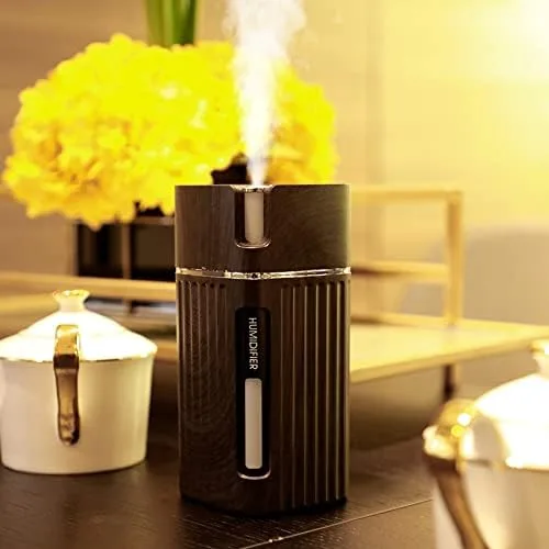 Vista 5 de Humidificador de escritorio de 10.1 fl oz, humidificador de aire portátil USB con luz, humidificador ultrasónico de escritorio, mini humidificador