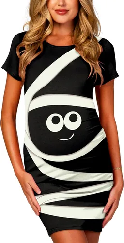 Vista 2 de Deerose Vestidos de embarazo para el día de Pascua para mujer, con estampado de conejito de huevo