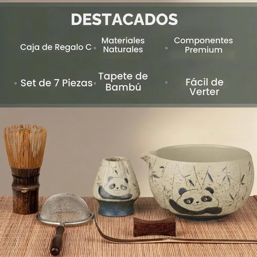 Vista 2 de Juego de batidor de matcha de 7 piezas con cuenco y batidor de 100 puntas