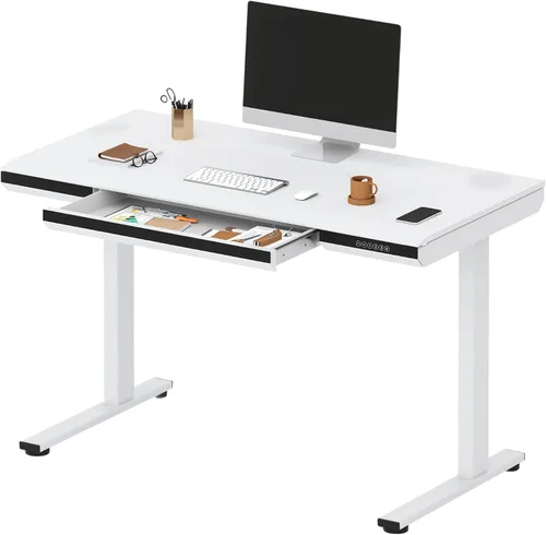Vista 12 de SANODESK Escritorio eléctrico de una pieza ajustable en altura con cajón Blanco