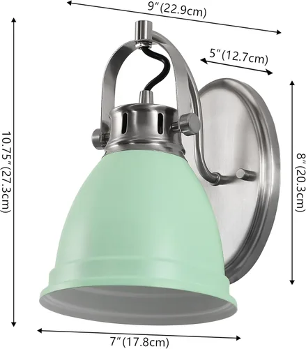 Vista 4 de JONATHAN Y Lámpara LED de tocador de 7 pulgadas, color verde menta/níquel, aplique de pared ajustable para espejo de baño, luz de cocina bohemia