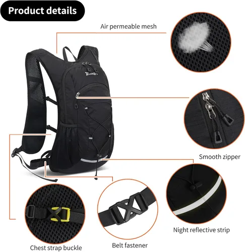 Vista 3 de Mochila pequeña de 15L para senderismo ligera Mochila de hidratación para hombres y mujeres, mochila de senderismo impermeable para viajes y ciclismo