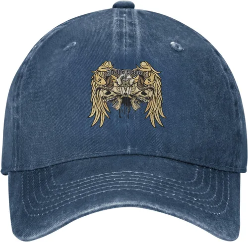 Vista 2 de Cowboy Hat Trendy Hats for Man and Women Djustable Four Season Outdoor Baseball Cap of Hell Skull with Angel Navy Blue