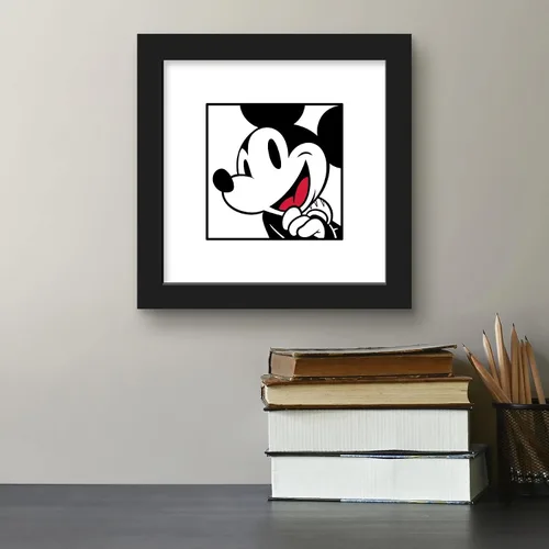 Vista 5 de Trends International Gallery Pops Disney Mickey Mouse - Póster artístico de pared sonriente, 12 x 12 pulgadas, versión enmarcada en negro