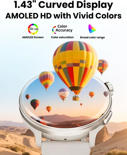 Vista 4 de Relojes inteligentes para hombres y mujeres GPS, reloj inteligente con pantalla AMOLED de 1.43 pulgadas, brújula de relojes inteligentes, compatible