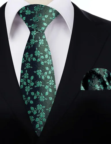 Vista 128 de Alizeal Mens 3.15inches Leaf Flower Pattern Tie with Floral Pocket Square Set