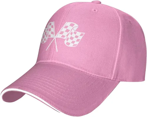 Vista 2 de Gorra de béisbol ajustable con diseño de bandera a cuadros, para hombre y mujer, color negro