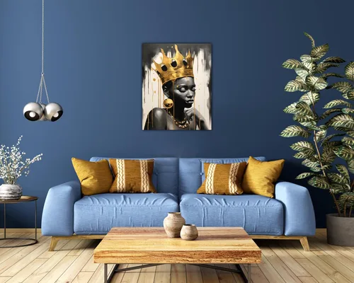 Vista 54 de Arte de pared afroamericano, decoración de rey y reina bailarín negro para sala de estar, arte de pareja de amor negro para dormitorio, lienzo