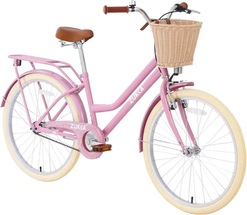 Vista 11 de ZUKKA Bicicleta para niños de 20/24 pulgadas con cesta de una sola velocidad, freno delantero en V y freno trasero para niños mayores de 7 años