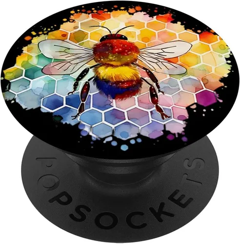 Vista 6 de Abeja abeja abeja panal colorido insecto abejorros amantes PopSockets MagSafe PopGrip para iPhone