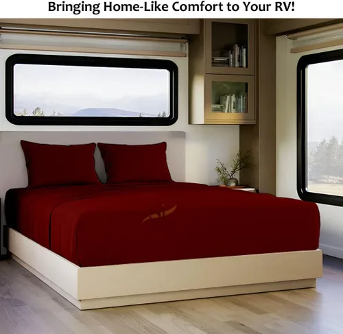 Vista 9 de Shreem Linen Juego de sábanas de microfibra para RV, 48x75 3/4 cama litera, burdeos sólido - Se ajusta a colchones de hasta 8 pulgadas