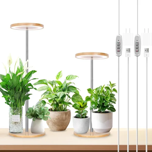 Vista 11 de LORDEM Lámpara de cultivo de bambú, luz LED para plantas de interior, lámpara de crecimiento de escritorio de bambú de espectro completo